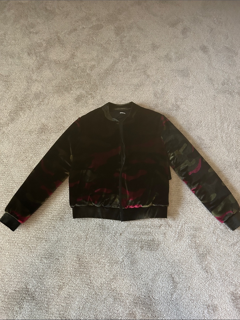 ultracor Black Velvet Bomber Jacket with Burgundy Accents